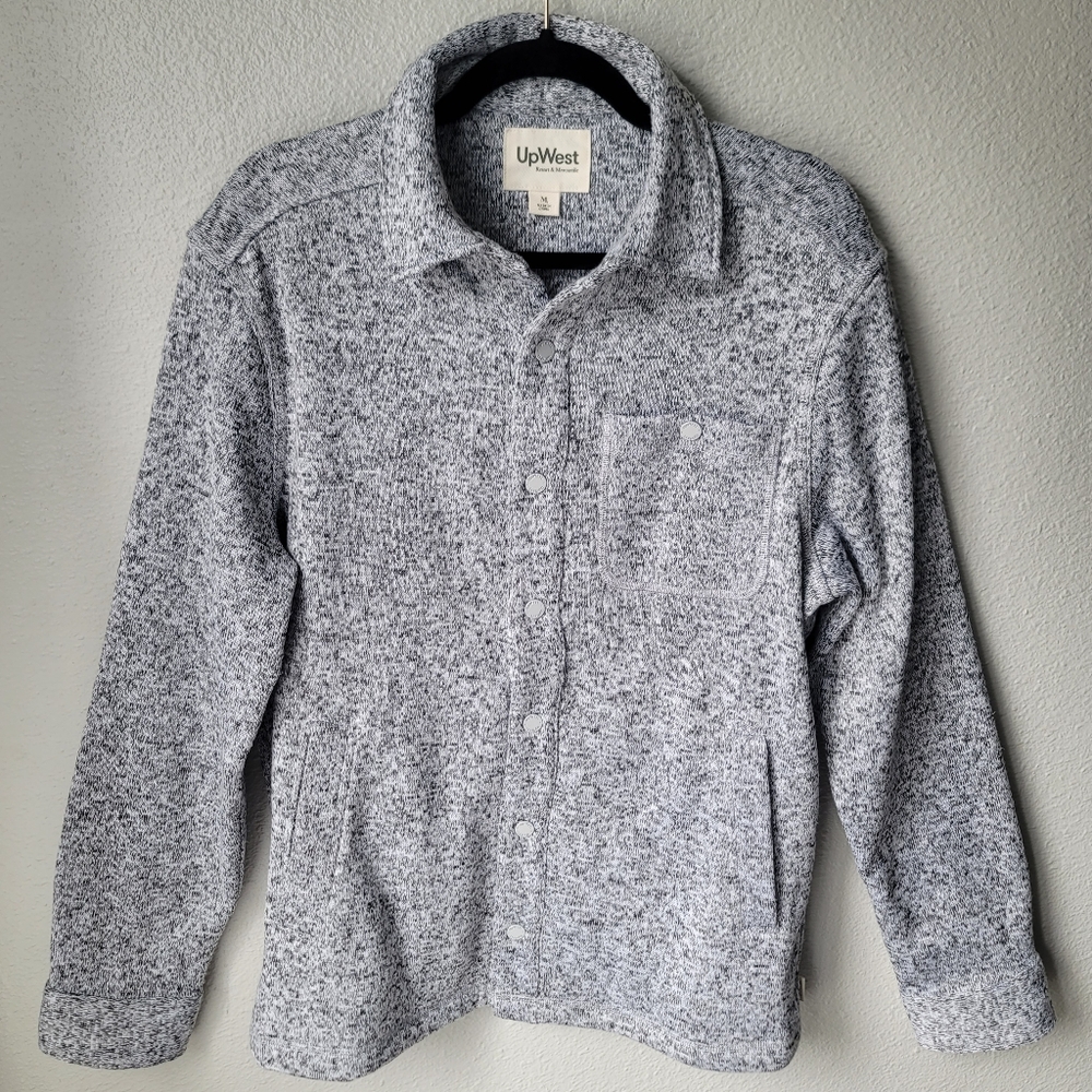 UpWest Snap Front Midweight Sweatshirt Jacket Size Medium Color Grey Marled
